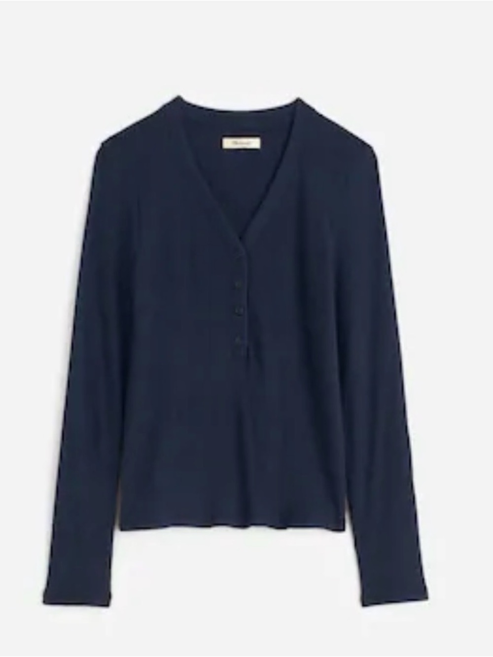 Madewell Brushed Cotton Henley Long-Sleeve Top in Navy